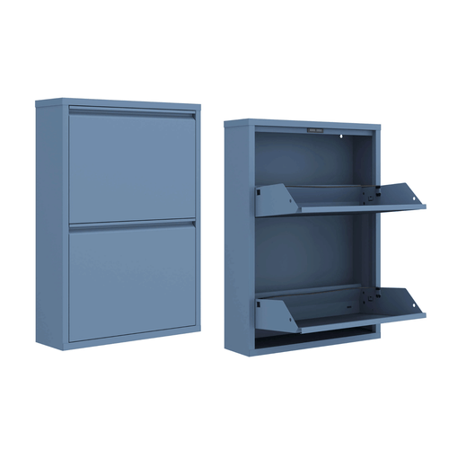 Blauwe schoenenkast met twee vakken