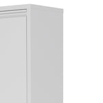 Detailfoto van de moderne witte Buck afvalbak