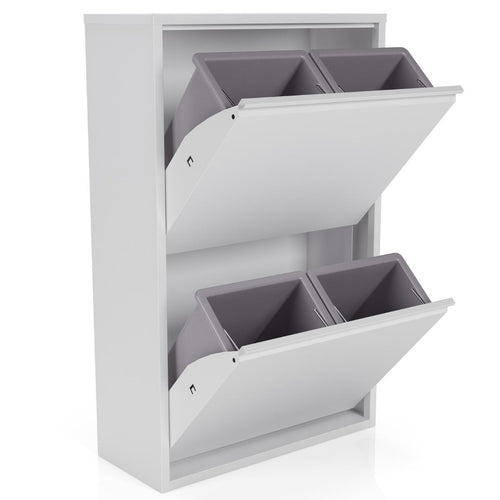 Afvalbak Buck XL Wit met open kleppen en binnenemmers